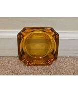 Clear / Amber Brown Rounded Square Glass Ashtray 3.75&#39;&#39; Vintage  - €8,64 EUR
