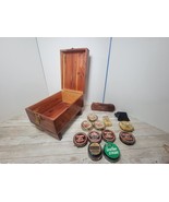 Vintage Hand Crafted Shoe Groomer Wooden Shoe Shine Box w/ 10 polish brush - $101.72 CAD