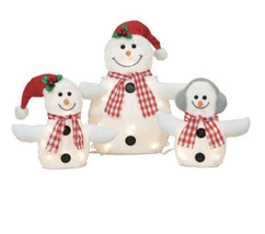 The Holiday Time Light-up Outdoor 3-Piece Snowman Family Christmas Decor New - £55.32 GBP