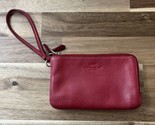 Coach Red Pebble Leather Wristlet Two Zipper Top Organizer Wallet 4”x6” - £16.96 GBP