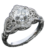 Handcrafted ~ Simulated Diamond ~ Embossed ~ Silver-Plated ~ Size 9 Ring - $35.11 CAD
