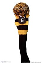 Majek #5 Hybrid Rescue Utility Blue &amp; Yellow Golf Headcover Knit Pom Pom... - $17.77