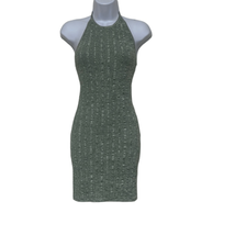 ASTR The Label Womens 6 Vania Mini Dress Olive Green Melange Halter Neck New - £40.44 GBP