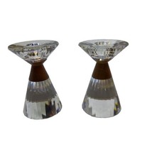 Swarovski Faceted Crystal Colonna Medium 4” Candle Holders Set Of 2 - £154.80 GBP