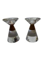 Swarovski Faceted Crystal Colonna Medium 4” Candle Holders Set Of 2 - £153.25 GBP