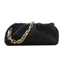 Fashion Solid Color Underarm Bag for Women Thick Chain Small Bag Female PU Leath - £23.55 GBP