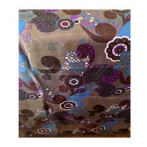 Satin Vintage Fabric Mod Paisley Brown Teal Purple  - £8.98 GBP