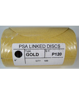 100pc Gold Line 6&quot; PSA STICK ON SANDING DISC 120 GRIT Roll AO USA Sandpa... - £31.45 GBP