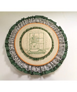 vintage handcrafted embroidery hoop green cloth picture with lace wall h... - $375.38 MXN