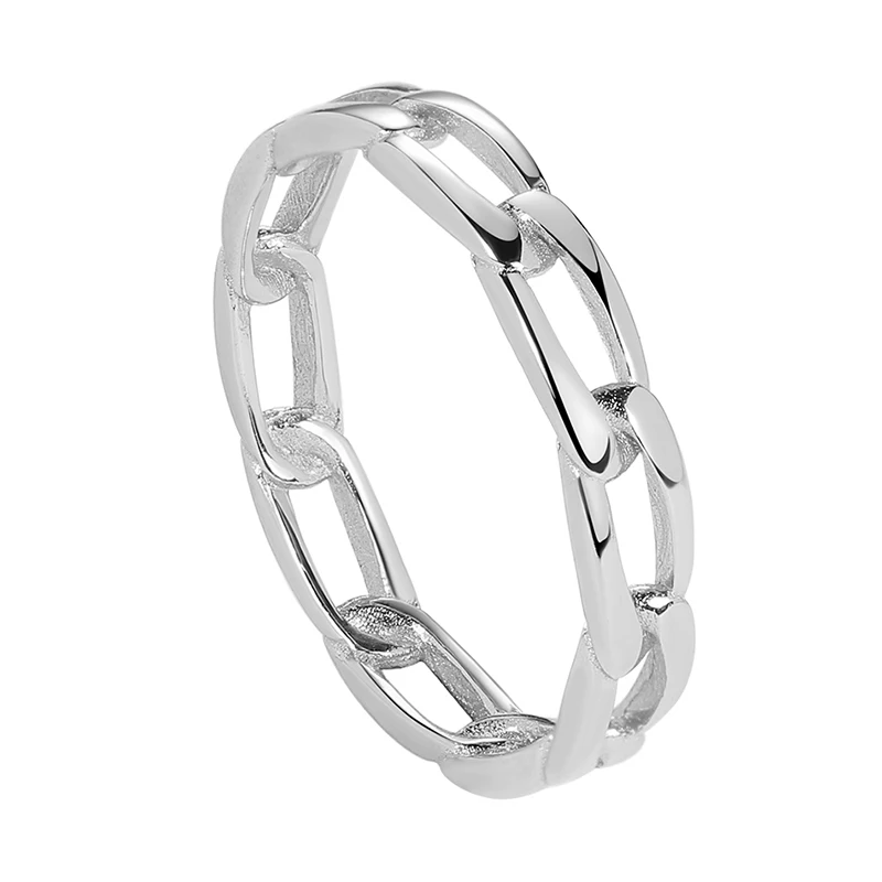 ELESHE Authentic 925  Silver Fine Rings 18K Gold Plated Chunky Chain Ring Link T - $25.90