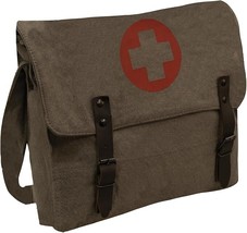 Rothco Vintage Medic Canvas Bag W Cross Crossbody Messenger Shoulder Bag OD - $25.69