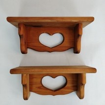 Matched Pair 12&quot; Solid Wood Wall Shelf w/ Heart Cut Out Handmade Knick K... - $84.14