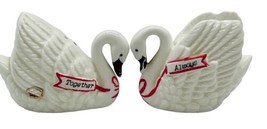 Vintage Swan Together Always Salt Pepper Shaker Shiking Japan Ceramic - $14.01