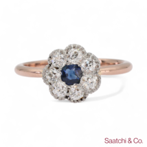 14K (585) Yellow White Rose Gold Vintage Sapphire Diamond Ring - $1,138.50