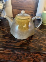 Vintage Abstract Heavy Glazed Wood Fired Clay Pottery  Teapot Coffee - $59.40