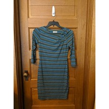 Calvin Klein Blue Dress size 2 3/4 Sleeve Abstract Midi - £19.66 GBP