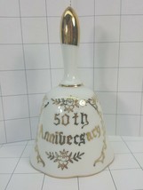 Anniversary Collector Bell &quot;50th ANNIVERSARY&quot;  Gold and white #007 - £4.70 GBP