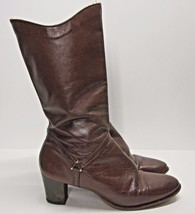 Harness Boots Women&#39;s Chocolate Brown Supple Leather Mid Calf Sz (9M) Made Usa - £20.91 GBP