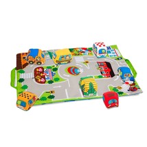 Melissa &amp; Doug Take-Along Town Play Mat (19.25 x 14.25 inches) With 9 Soft Vehic - £31.43 GBP