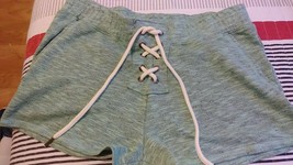Derek Heart Juniors Green Speckled cotton blend lace up front pul shorts M   137 - £5.11 GBP