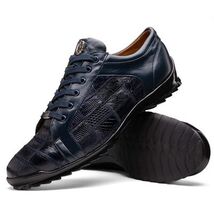 Bari Genuine Lizard Fashion Sneaker Patchwork Design Shoes Navy image 3