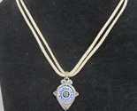 VTG Greek Rune Arrow Pendant Necklace Blue White Cord Evil Eye Lika Pari... - £18.57 GBP