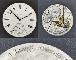 Elgin Natl Watch Co. pocket movement face hands 7j 16s model 6 1913 old ... - $50.75 CAD