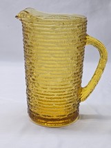 Anchor Hocking SORENO GOLD Glass Pitcher RARE 28oz Textured Retro Mid-Ce... - $18.77