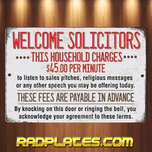 Funny Welcome Solicitors 8&quot; x 12&quot; Aluminum Metal Wall Sign Entry Man Cave - £13.99 GBP