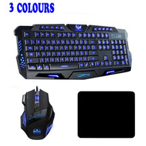 Wired Gaming Keyboard Mouse Pad Set 3 Colors Led Backlit For Computer Desktop Us - £34.08 GBP