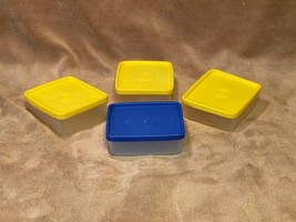 Vintage Tupperware Set of (4) Small Rectangular Storage Containers w/Lids - £11.89 GBP