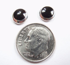 7.5 mm Simulated Black Onyx Round 925 Sterling Silver Stud Earrings - £10.14 GBP