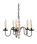 &quot;COUNTRY INN&quot; 5 ARM WOODSPUN CHANDELIER in AMERICANA WHITE  USA HANDCRAFTED - €342,39 EUR