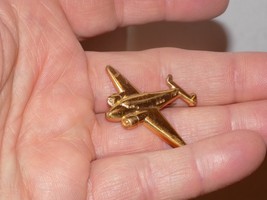 Vintage Airplane Gold Colored Pin - $23.76