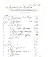 Geisel Automobile Co 1906 invoice waybill Springfield MA vintage transpo... - $19.20 CAD