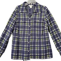 Christopher Banks Blue Preppy Plaid Shirt Petite Button Up Classic  Women Size M - £6.42 GBP