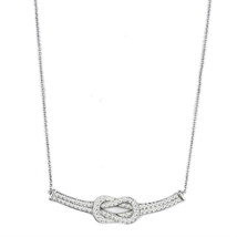 3W406 - Rhodium Brass Necklace with Top Grade Crystal  in Clear - $38.49