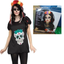Womens Day of The Dead Bride Black 5 Pc Halloween Costume &amp; Accessory Ki... - £23.74 GBP