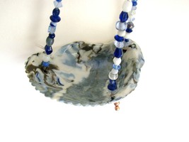 Colored Porcelain Small Sea Shell with Beads Hanging Vessel RKC091 - $20.00