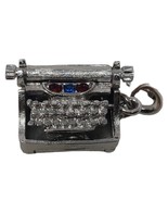 VTG Monet Typewriter  Blue &amp; Red Rhinestones Bracelet Silver Tone Charm - £39.41 GBP