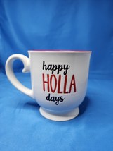 Pfaltzgraff Happy Holla Days Coffee Tea Soup Mug Cup Large White Red Holidays - £9.04 GBP