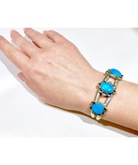 Vintage Navajo Sterling Silver bright blue Turquoise Bracelet - $6,229.49 MXN