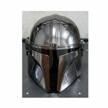 LARP Steel Mandalorian Helmet With Liner and Chin Strap For Costumes Role Plays - £85.38 GBP