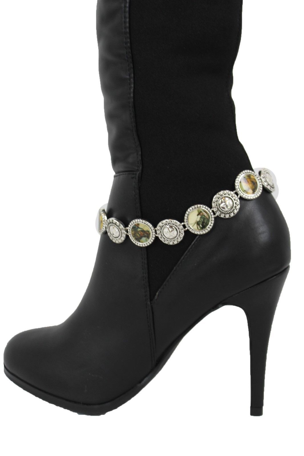 Women Fashion Boot Bracelet Silver Metal Chain Anklet Shoe Charm Texas Western - $15.67
