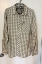 Men’s Columbia Titanium Shirt XL Plaid Omni Dry Zippered Pocket Gray Bei... - £5.87 GBP
