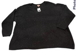 New Sweater EVRI Cozy Sequin V-Neck Plus Size 3X Mineral Black Women&#39;s - £15.85 GBP