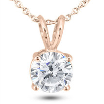 Round Diamond Solitaire Pendant Natural Treated 14K Rose Gold G SI1 1.51 Carat - £2,939.13 GBP