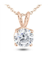Round Diamond Solitaire Pendant Natural Treated 14K Rose Gold G SI1 1.51... - £2,951.24 GBP
