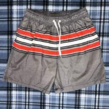 Kanu Surf Swim Trunks Mens Large 29x6 Grey Red Striped Shorts High Rise ... - $12.49