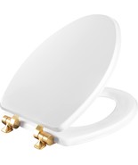 Mayfair Bennett Toilet Seat With Brushed Gold Hinges, Slow Close Wood, W... - $55.98